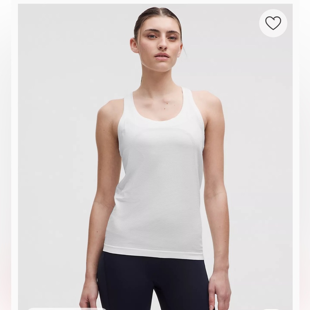 Lululemon Cool Racerback tank top in light gray Nulu fabric.